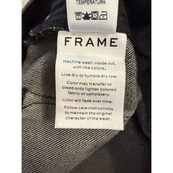 Frame Jeans Womens 32 Black Beaconsfield Wide Leg Raw Hem Cropped Denim Cotton - Picture 7 of 8